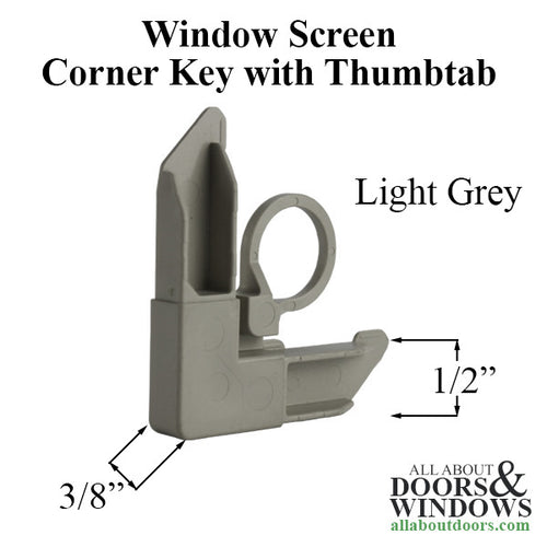 Window Screen Corner Key with Pull Tab, Plastic - Grey - Window Screen Corner Key with Pull Tab, Plastic - Grey