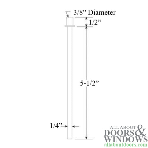 Pivot Rod, 1/4, Top, Bifold Closet Door Hardware - Pivot Rod, 1/4, Top, Bifold Closet Door Hardware