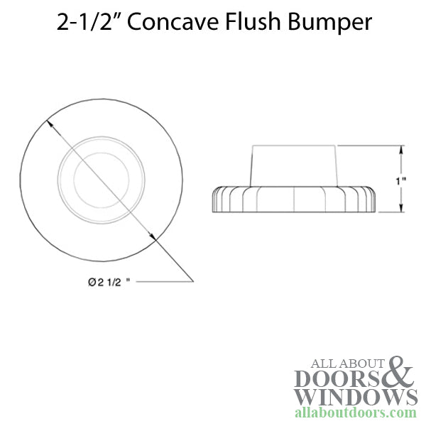 2-1/2 Concave Flush Bumper  - Choose Finish - 2-1/2 Concave Flush Bumper  - Choose Finish