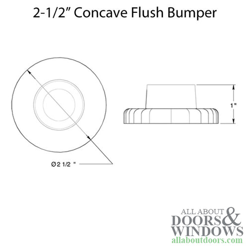 2-1/2 Concave Flush Bumper  - Choose Finish - 2-1/2 Concave Flush Bumper  - Choose Finish