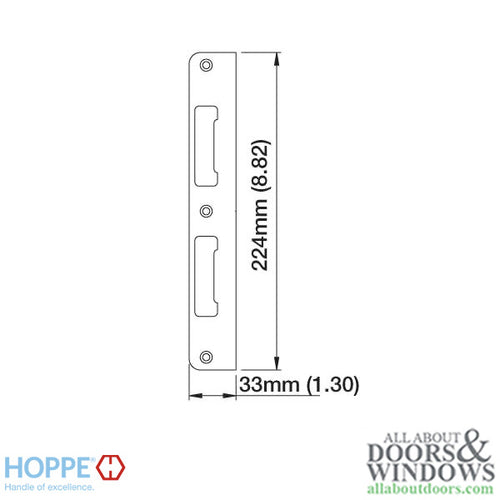 Latch & Deadbolt Strike Plate, 1.30 x 8.82 Flat - Polished Brass - Latch & Deadbolt Strike Plate, 1.30 x 8.82 Flat - Polished Brass