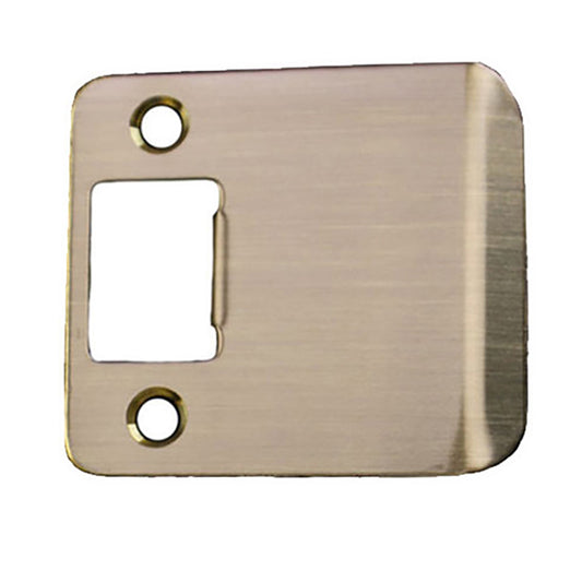 Strike Plate, Latch Extended Lip, 2-1/4 x  2-1/2 inch - Plated Antique Brass