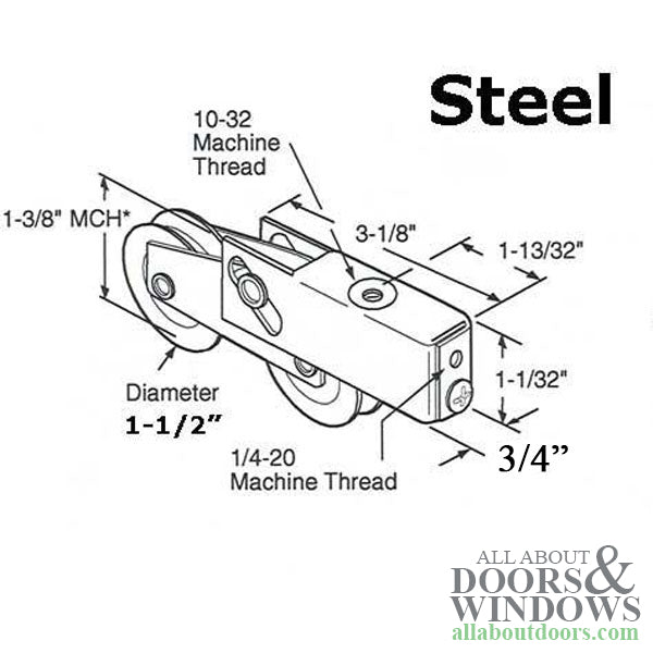 Tandem Roller Assembly, 1-1/2-inch wheel - Stainless Steel - Tandem Roller Assembly, 1-1/2-inch wheel - Stainless Steel