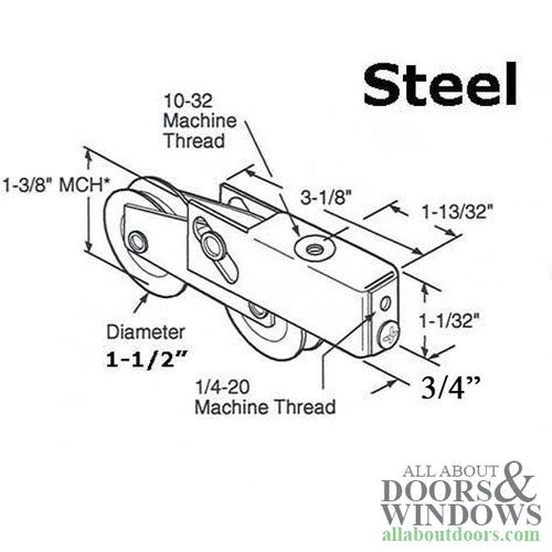 Tandem Roller Assembly, 1-1/2-inch wheel - Stainless Steel - Tandem Roller Assembly, 1-1/2-inch wheel - Stainless Steel