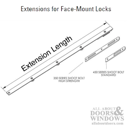 Upper extension assembly for 96" door panel,  350 Series - SS