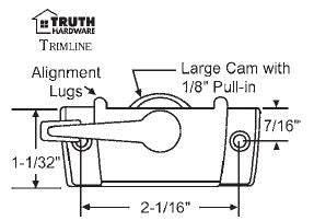 Sweep Lock, Trimline with lugs, 2-1/16 holes - White - Sweep Lock, Trimline with lugs, 2-1/16 holes - White