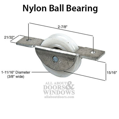 1-11/16  Wheel, Nylon Ball Bearing Roller Assembly, glass sliding patio door - 1-11/16  Wheel, Nylon Ball Bearing Roller Assembly, glass sliding patio door