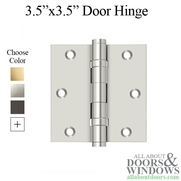 Door Hinge 3.5 x 3.5  Square Corners, Brass Ball Bearing - Door Hinge 3.5 x 3.5  Square Corners, Brass Ball Bearing