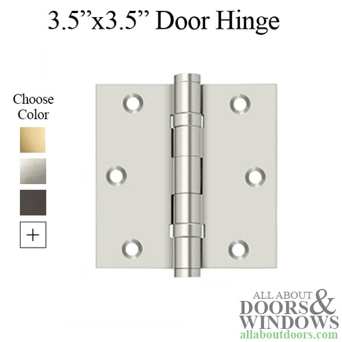 Door Hinge 3.5 x 3.5  Square Corners, Brass Ball Bearing - Door Hinge 3.5 x 3.5  Square Corners, Brass Ball Bearing