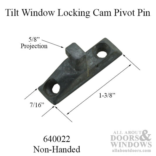 Tilt-In Window Locking Cam Pivot Pin, 2 hole Tilt Stud for Tilt-In wood windows - Zinc Diecast