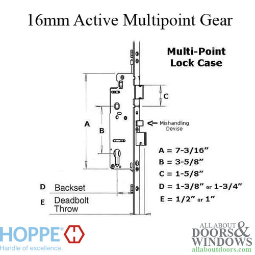 Hoppe 16mm Manual Tongue Gear, 35/92, Tongue at 29.65 Inch - Hoppe 16mm Manual Tongue Gear, 35/92, Tongue at 29.65 Inch