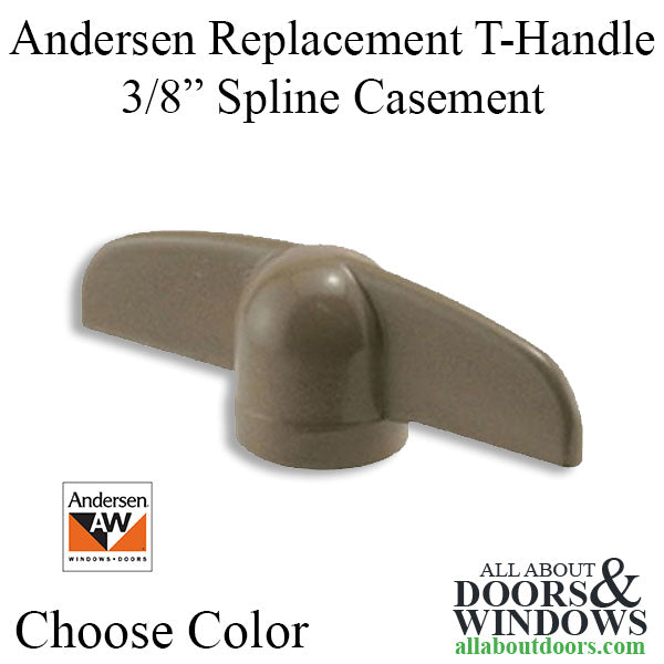 Andersen Replacement T-Handle 3/8 spline  Casement / Awning windows - Choose Color - Andersen Replacement T-Handle 3/8 spline  Casement / Awning windows - Choose Color