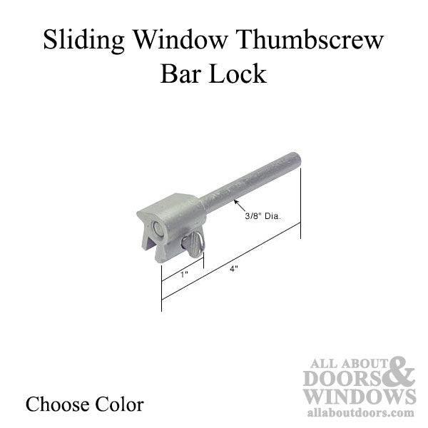 Sliding Window Thumbscrew Bar Lock - Choose Color - Sliding Window Thumbscrew Bar Lock - Choose Color