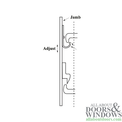 Adjustable Diecast 1-3/16 Inch Latch Strike with 3/16 Inch Offset for Sliding Screen Door - Adjustable Diecast 1-3/16 Inch Latch Strike with 3/16 Inch Offset for Sliding Screen Door