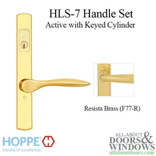 HOPPE HLS7 Handle Set with New Orleans Lever Keyed Active Resista Polished Brass
