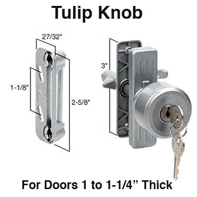 Tulip Shaped Handle Keyed Set, storm and screen door - Aluminum