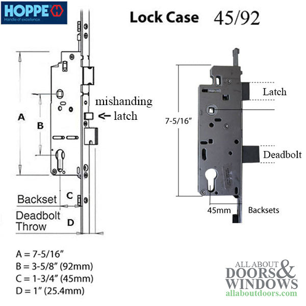 Hoppe 16mm Manual Tongue 45/92 Gear, 37