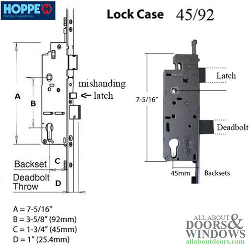 Hoppe 16mm Manual Tongue 45/92 Gear, 37
