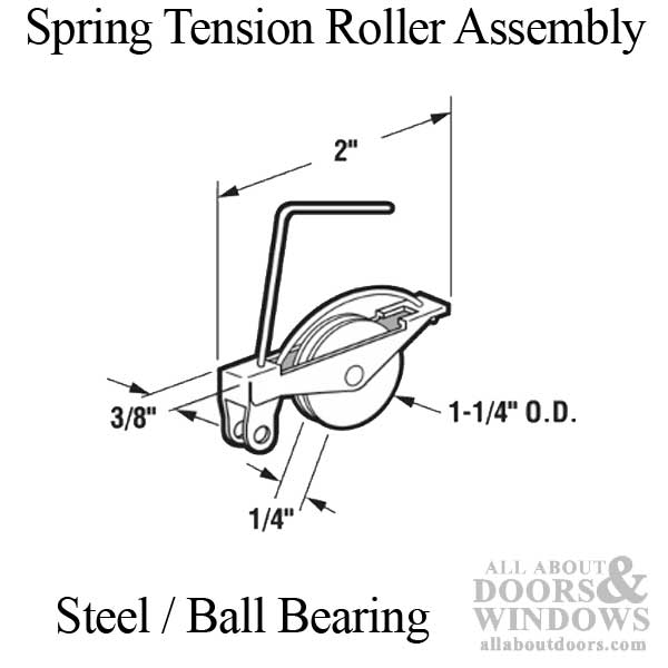 Wire Spring Tension Roller Assembly for Sliding Screen Door with 1-1/4