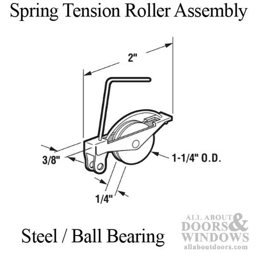 Wire Spring Tension Roller Assembly for Sliding Screen Door with 1-1/4