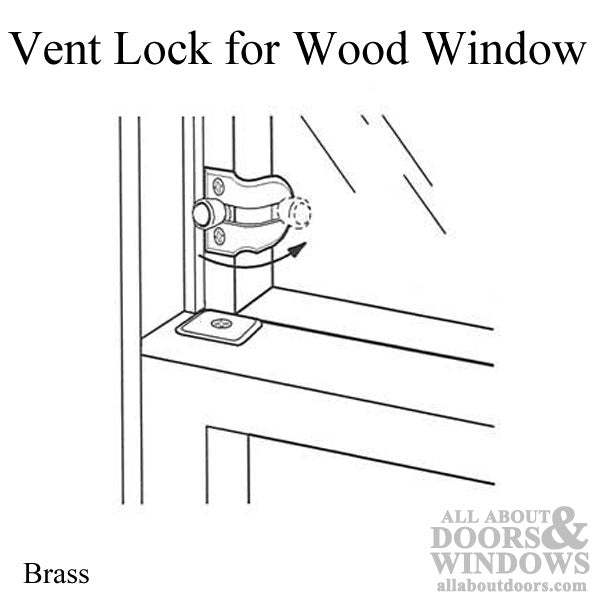 Wood Window - Vent Lock - Brass - Wood Window - Vent Lock - Brass