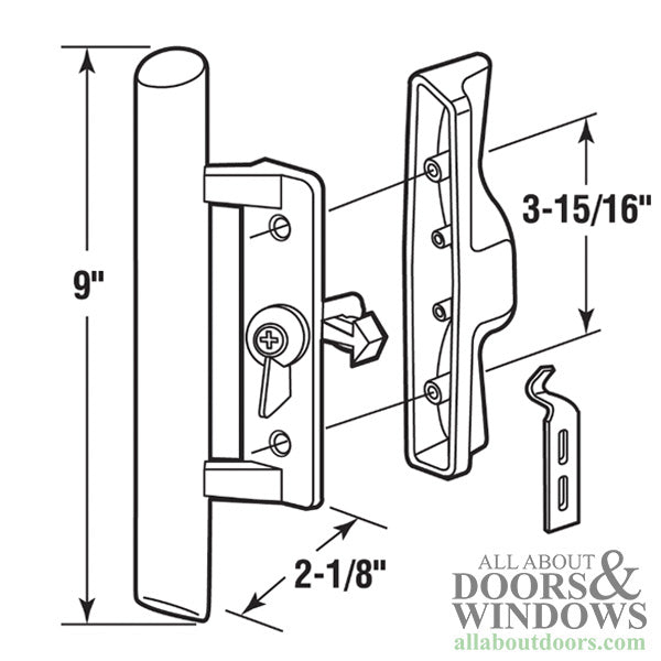 Sliding Patio Door Handle Set for Sliding Glass Patio Door with 3 15/16 Inch Screw Hole Center - Sliding Patio Door Handle Set for Sliding Glass Patio Door with 3 15/16 Inch Screw Hole Center