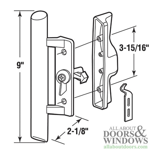 Sliding Patio Door Handle Set for Sliding Glass Patio Door with 3 15/16 Inch Screw Hole Center - Sliding Patio Door Handle Set for Sliding Glass Patio Door with 3 15/16 Inch Screw Hole Center