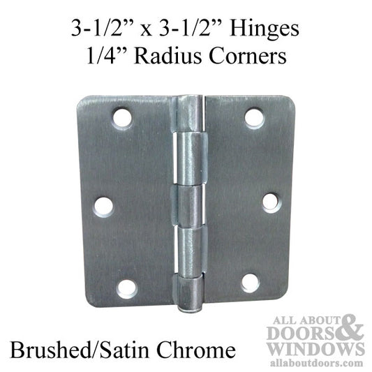 Residential Door Hinges 1/4 Radius Corners Satin Chrome Pair