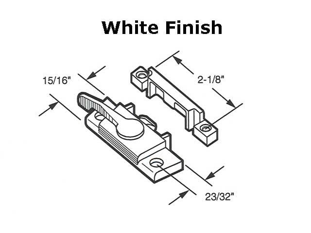 Sash / Cam Lock - Vinyl and Aluminum Sash Hardware, Diecast - White - Sash / Cam Lock - Vinyl and Aluminum Sash Hardware, Diecast - White