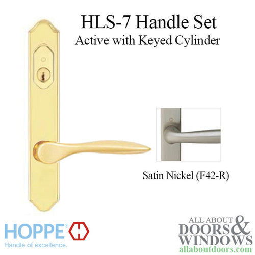 HOPPE HLS7 Handle Set with New Orleans Lever Keyed Active Satin Nickel - HOPPE HLS7 Handle Set with New Orleans Lever Keyed Active Satin Nickel