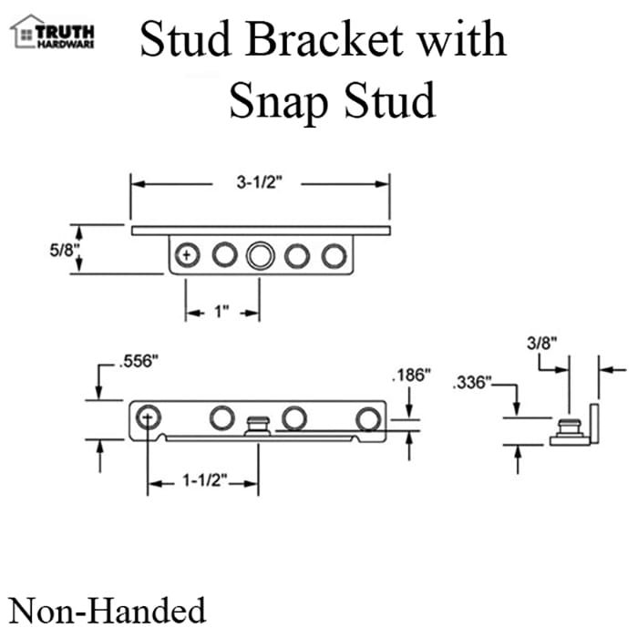 Truth 11674.92 Stud Bracket, Snap Stud included for Maxim Window Operators - Truth 11674.92 Stud Bracket, Snap Stud included for Maxim Window Operators