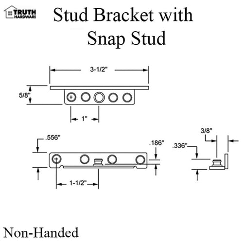 Truth 11674.92 Stud Bracket, Snap Stud included for Maxim Window Operators - Truth 11674.92 Stud Bracket, Snap Stud included for Maxim Window Operators