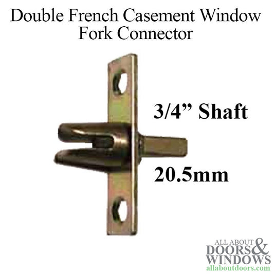 Fork Connector with Plate for Double French Casement Window - 3/4"  Shaft