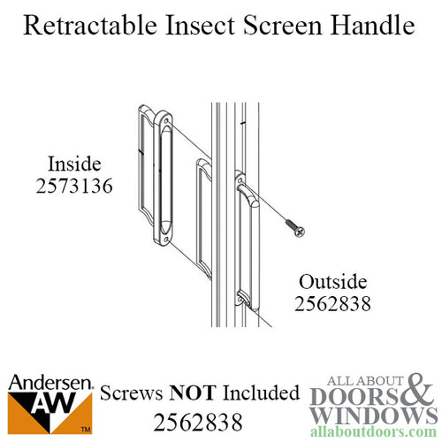 Retractable Insect Screen Exterior Handle for Andersen FGD made: August 2003 - May 2007, White - Retractable Insect Screen Exterior Handle for Andersen FGD made: August 2003 - May 2007, White