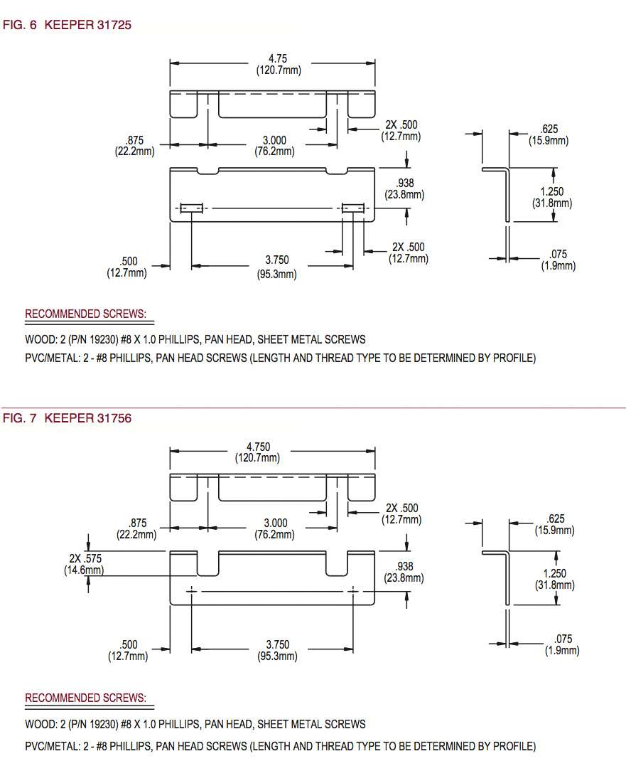 Truth Auxiliary Strike Plate Foot Bolt Keeper 1 Hole Offset - Truth Auxiliary Strike Plate Foot Bolt Keeper 1 Hole Offset