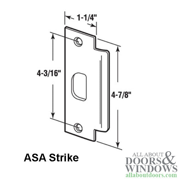 Strike Plate,  ASA  Commercial - Stainless Steel - Strike Plate,  ASA  Commercial - Stainless Steel