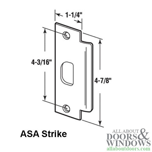 Strike Plate,  ASA  Commercial - Stainless Steel - Strike Plate,  ASA  Commercial - Stainless Steel