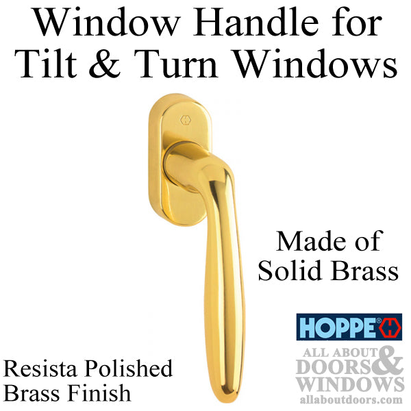 Verona Handle for Tilt & Turn Windows - Solid Brass - Resista Polished Brass - Verona Handle for Tilt & Turn Windows - Solid Brass - Resista Polished Brass