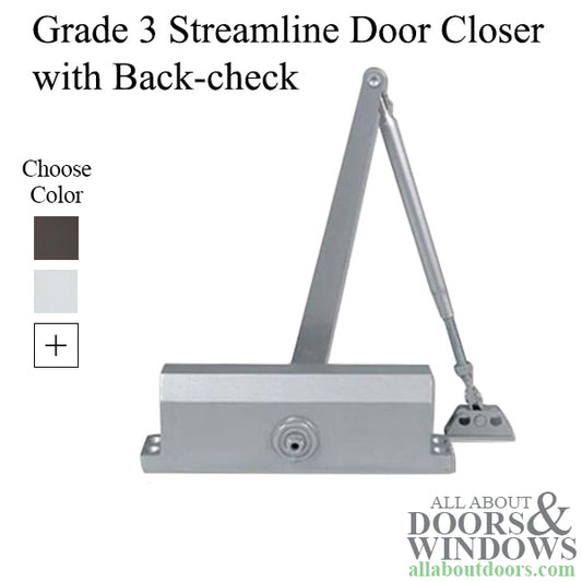 Grade 3 Streamline Commercial Door Closer with Back-check, Spring size 5