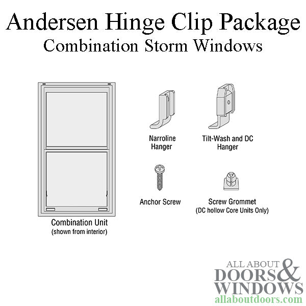 Andersen Hinge Clip Package For Narroline Woodwright Tilt-Wash Combination Storm Windows White - Andersen Hinge Clip Package For Narroline Woodwright Tilt-Wash Combination Storm Windows White