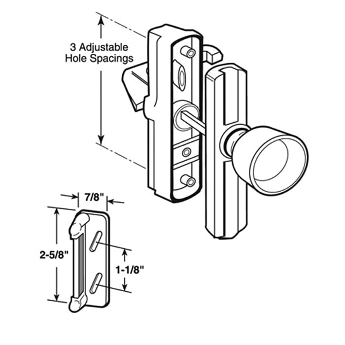 Storm Door Tulip Style Knob Latch with Universal Adjustable Holes - Storm Door Tulip Style Knob Latch with Universal Adjustable Holes