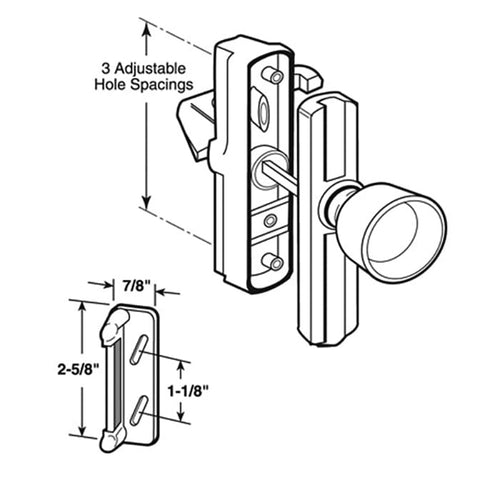 Storm Door Tulip Style Knob Latch with Universal Adjustable Holes - Storm Door Tulip Style Knob Latch with Universal Adjustable Holes