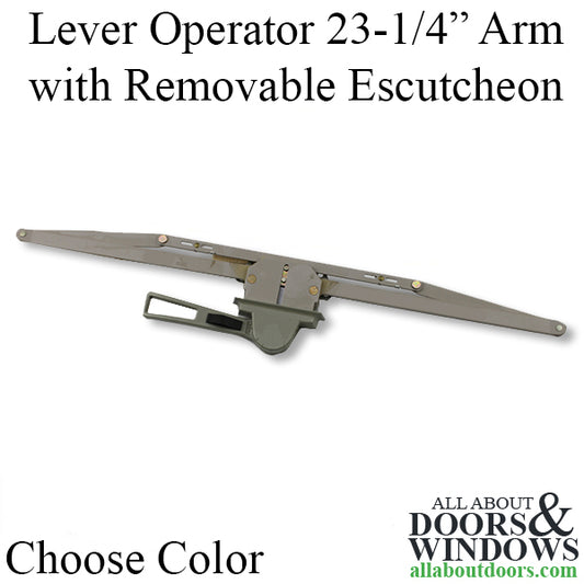 Lever Operator, 23-1/4" Arm w/ removable escutcheon for pvc or metal windows - Choose Color