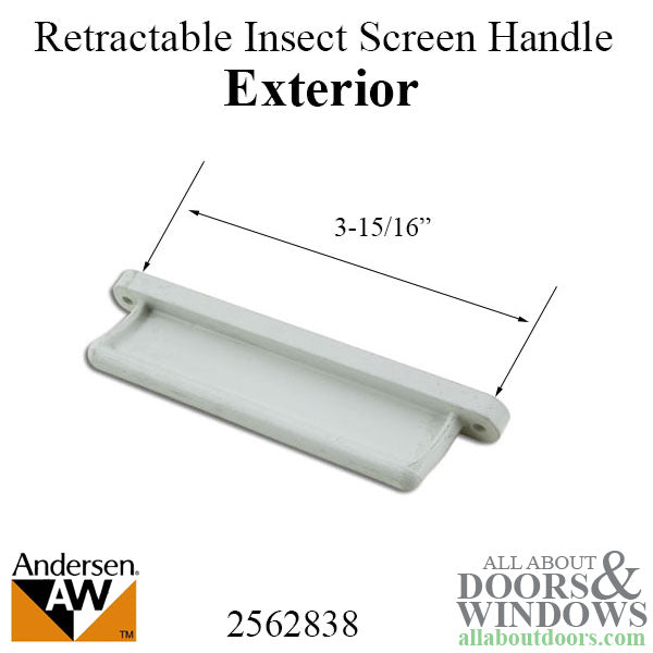 Retractable Insect Screen Exterior Handle for Andersen FGD made: August 2003 - May 2007, White - Retractable Insect Screen Exterior Handle for Andersen FGD made: August 2003 - May 2007, White