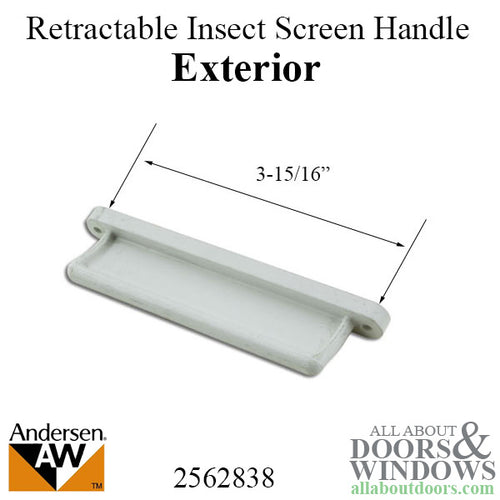 Retractable Insect Screen Exterior Handle for Andersen FGD made: August 2003 - May 2007, White - Retractable Insect Screen Exterior Handle for Andersen FGD made: August 2003 - May 2007, White