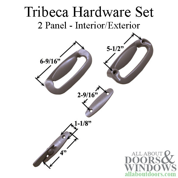 Andersen 2 Panel Gliding Door Tribeca Interior/Exterior Hardware Set - Stone - Andersen 2 Panel Gliding Door Tribeca Interior/Exterior Hardware Set - Stone