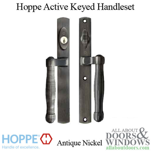 HOPPE HLS 9000 Sliding Door Handle Set Active Keyed Antique Nickel