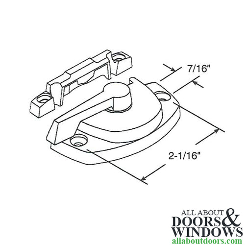 Sash / Cam Lock - Vinyl and Aluminum Sash Hardware, Diecast - White - Sash / Cam Lock - Vinyl and Aluminum Sash Hardware, Diecast - White