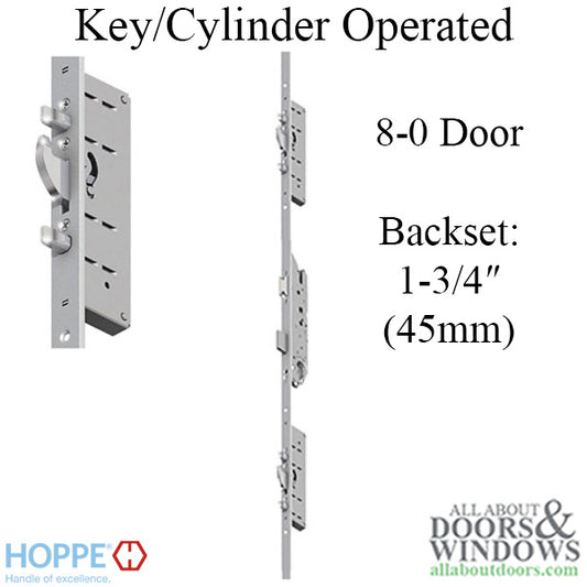 24mm Hoppe Key operated MPL, 1-3/4" Backset- 8-0 Door