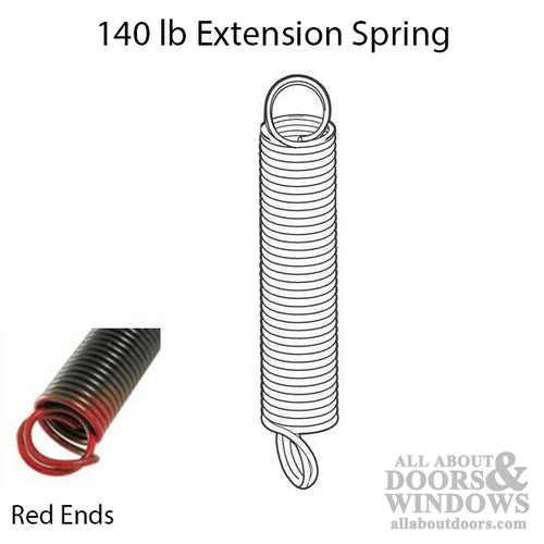 Extension Spring - 140 lbs - Red - Extension Spring - 140 lbs - Red